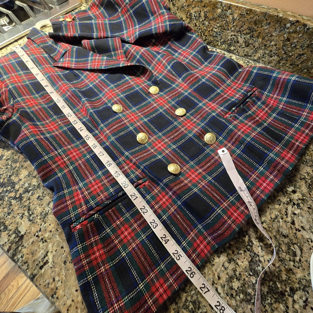 Vintage Pendleton Plaid Wool Blazer, EUC, Size 14, Red Black Green Blue - Picture 8 of 11